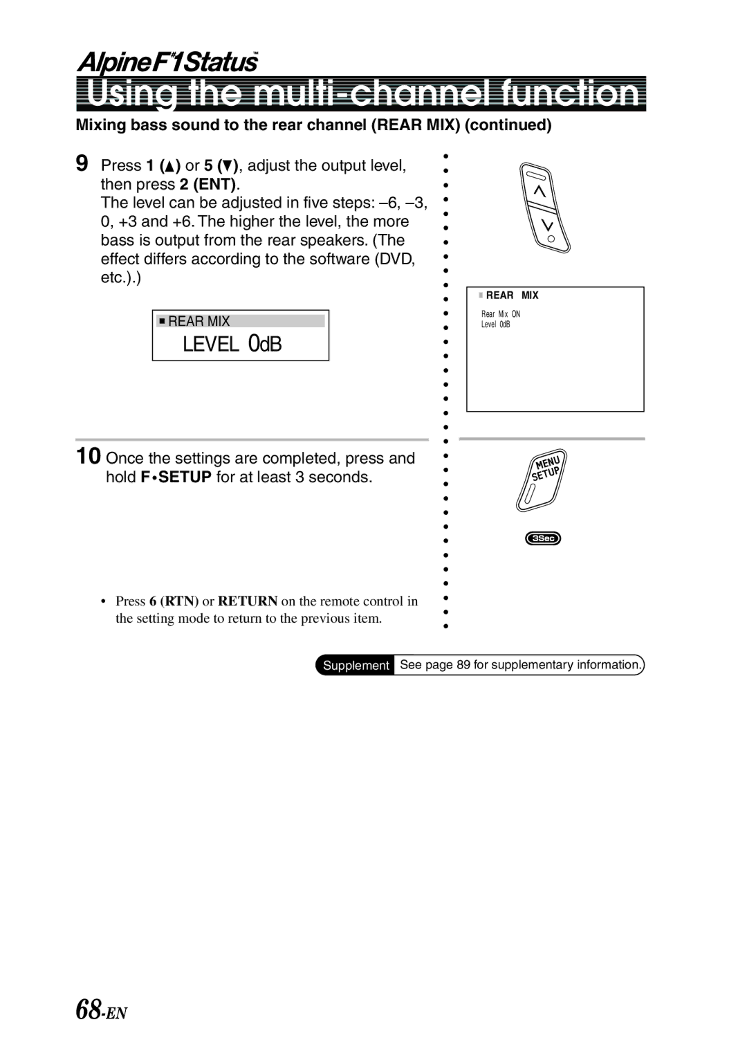 Alpine PXI-H990 owner manual 68-EN, Mixing bass sound to the rear channel Rear MIX 