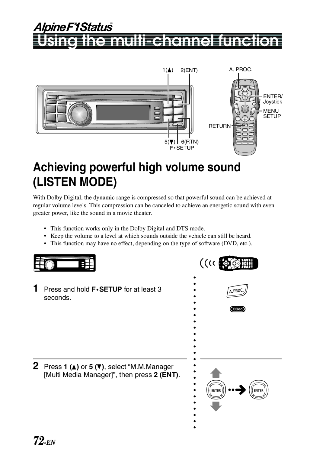 Alpine PXI-H990 owner manual Achieving powerful high volume sound, 72-EN 