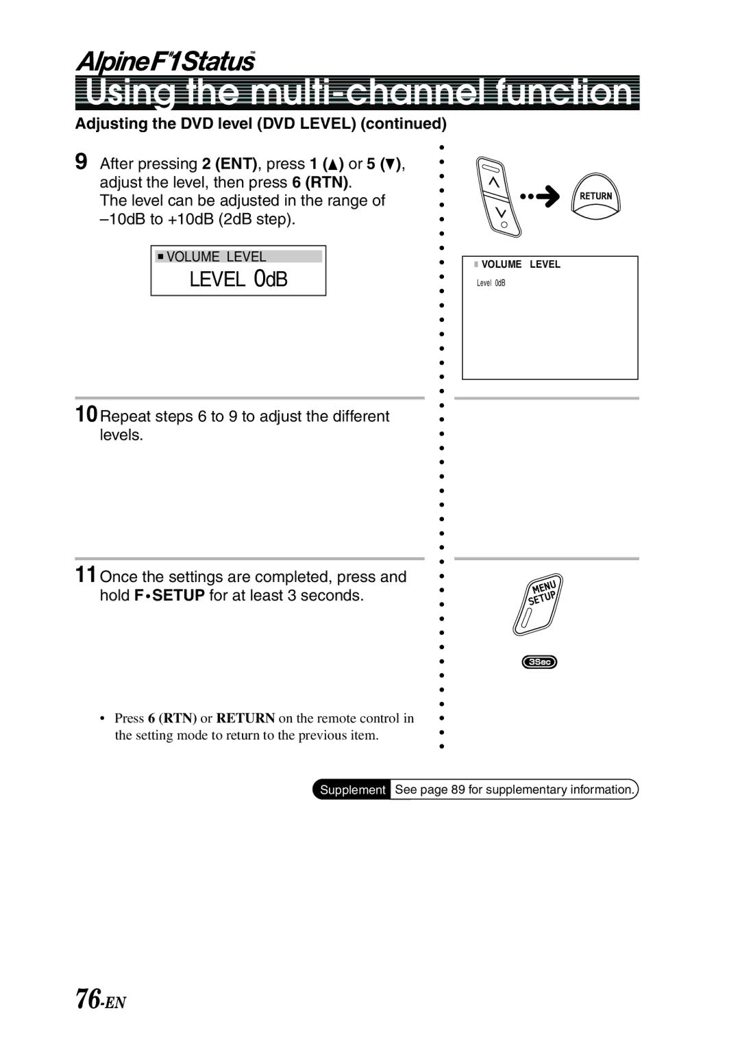 Alpine PXI-H990 owner manual 76-EN, Adjusting the DVD level DVD Level 