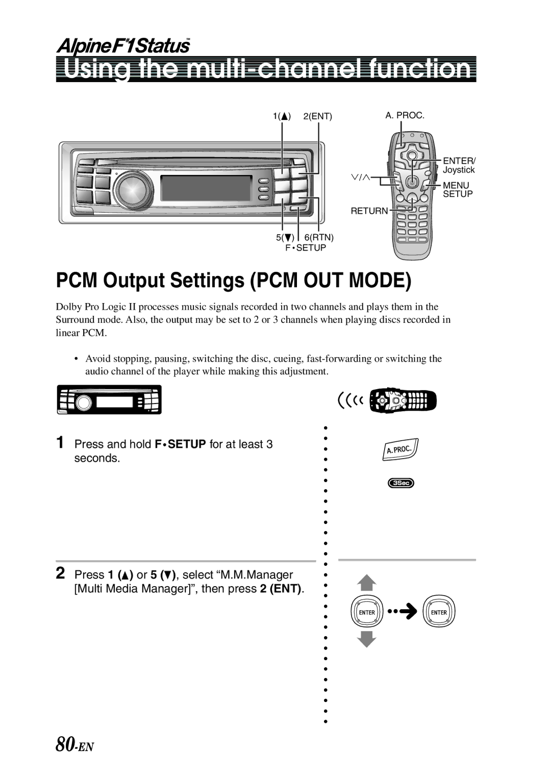 Alpine PXI-H990 owner manual PCM Output Settings PCM OUT Mode, 80-EN 