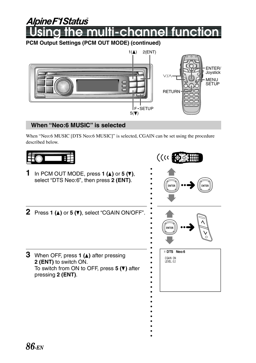 Alpine PXI-H990 owner manual 86-EN, When Neo6 Music is selected 