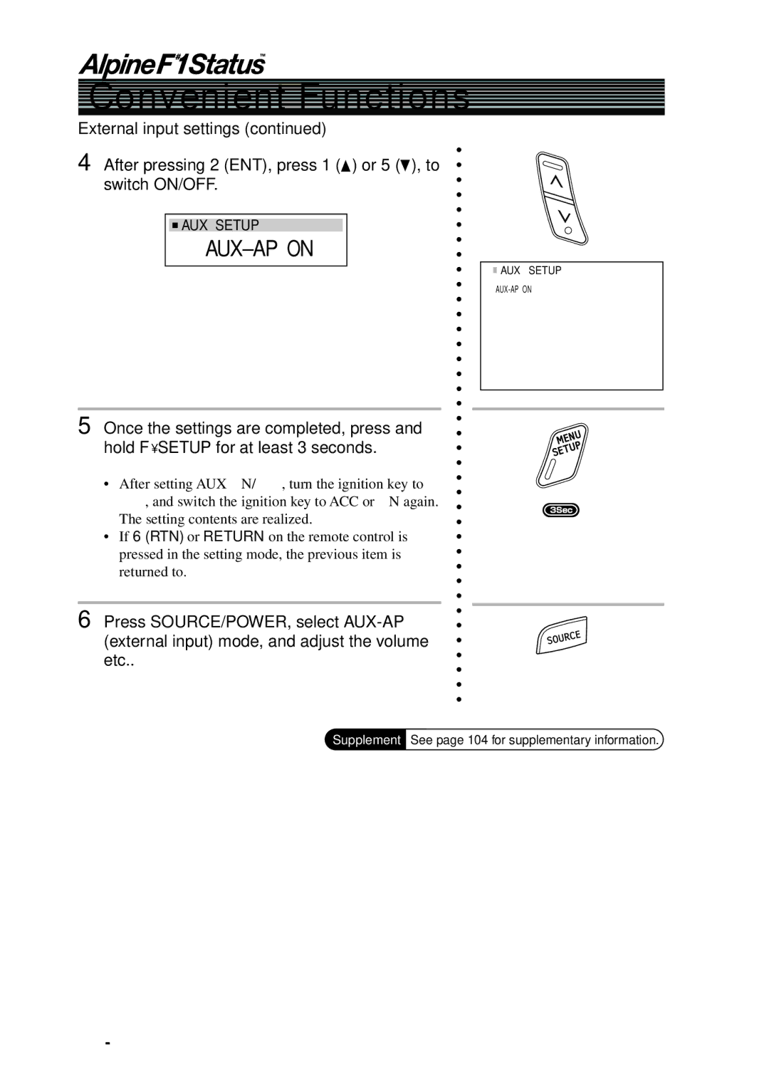 Alpine PXI-H990 owner manual 92-EN, AUX-AP on, External input settings 