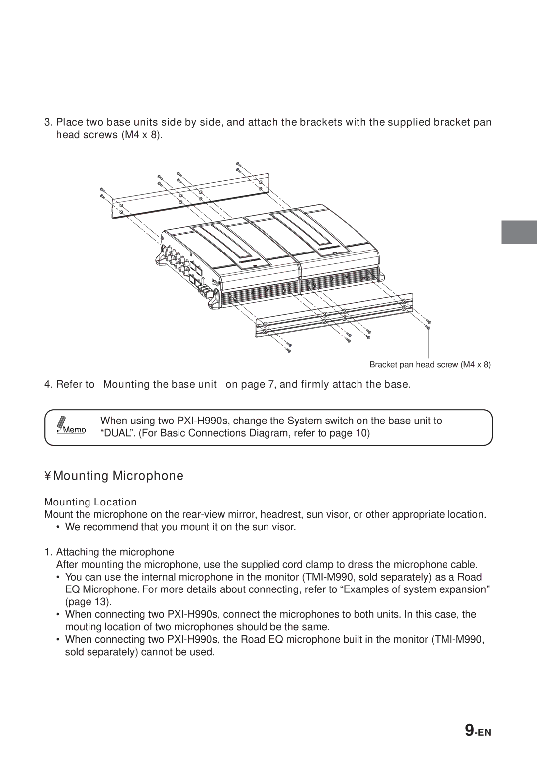 Alpine PXI-H990 manual Mounting Microphone, Mounting Location 