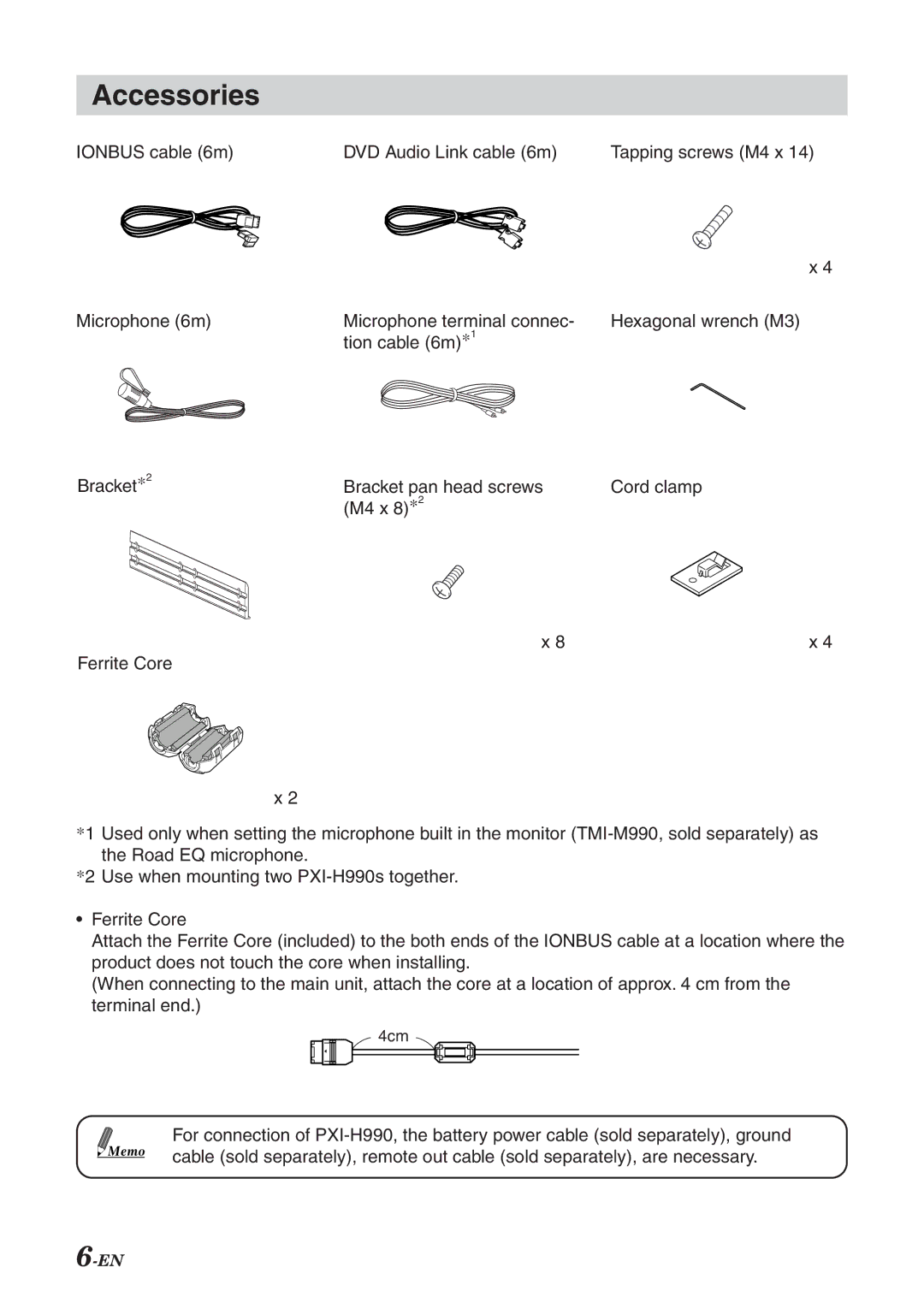 Alpine PXI-H990 manual Accessories 