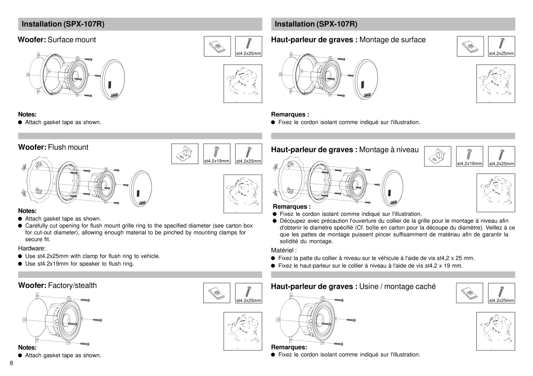 Alpine SPX-177R, SPX-137R, SPX-17MB owner manual Installation SPX-107R 