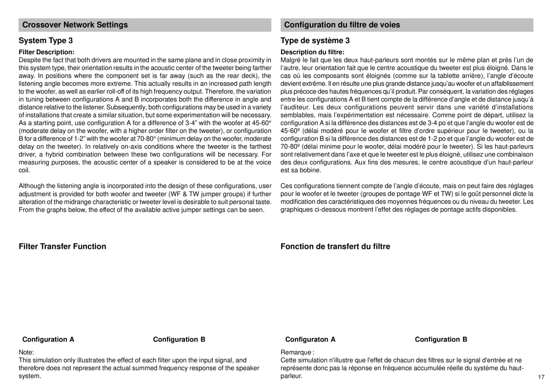 Alpine SPX-F17M owner manual Configuraton AConfiguration B 