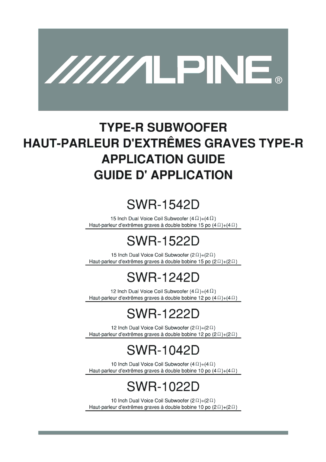 Alpine SWR-1522D manual 