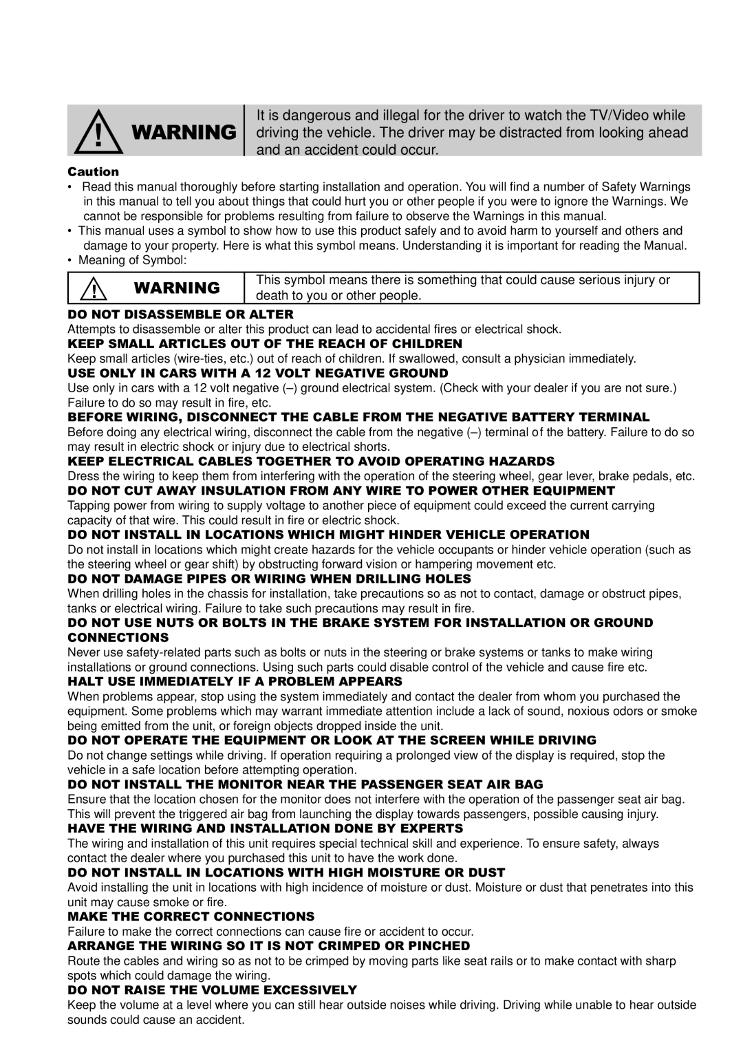 Alpine TCS-V430A owner manual Make the Correct Connections 