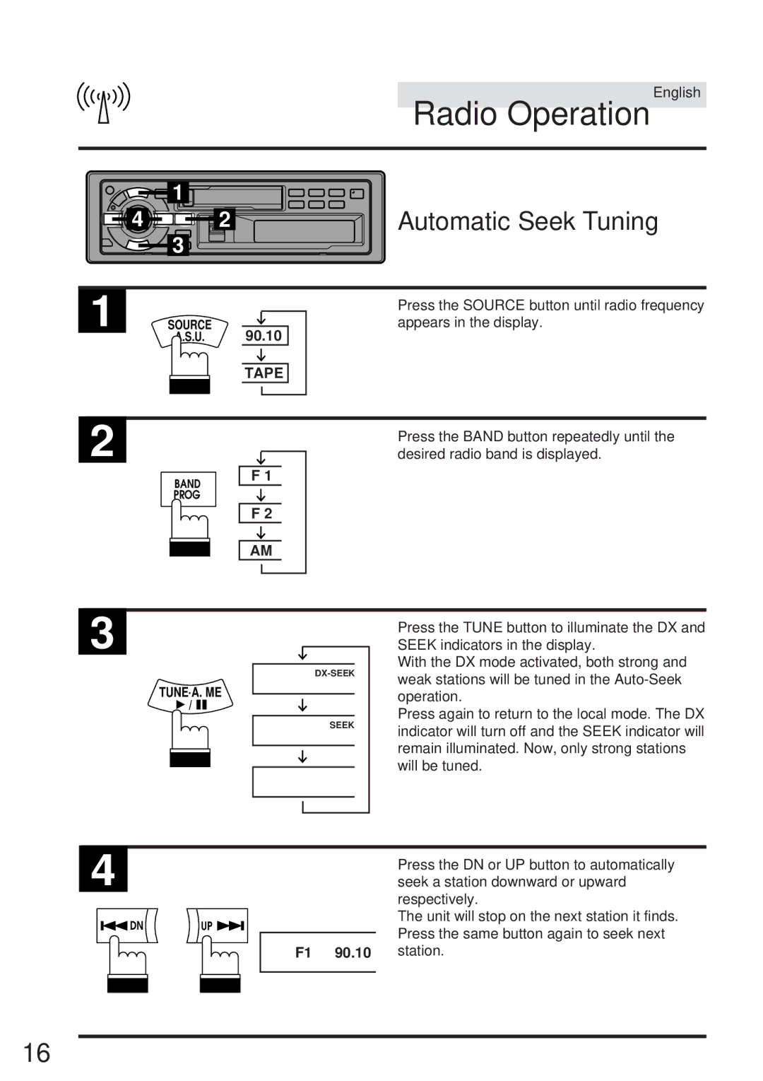 Alpine TDA-7547E, TDA-7548E owner manual Automatic Seek Tuning 