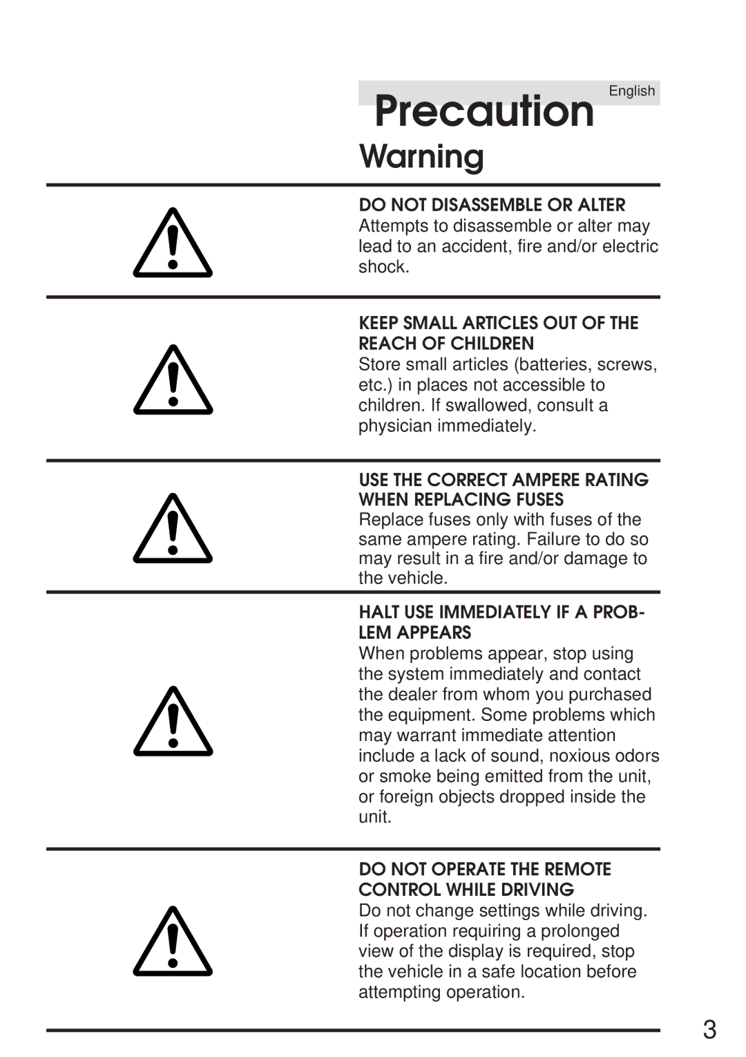 Alpine TDA-7548E, TDA-7547E owner manual Precaution 