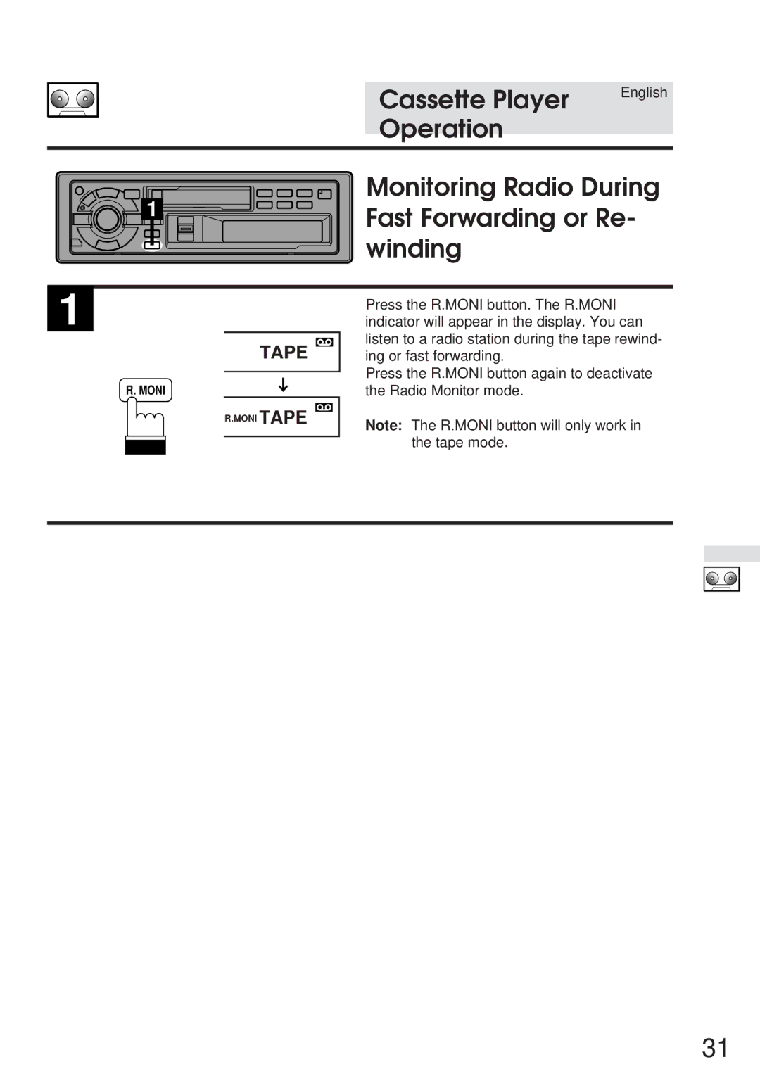 Alpine TDA-7548E, TDA-7547E owner manual Monitoring Radio During, Fast Forwarding or Re, Winding 