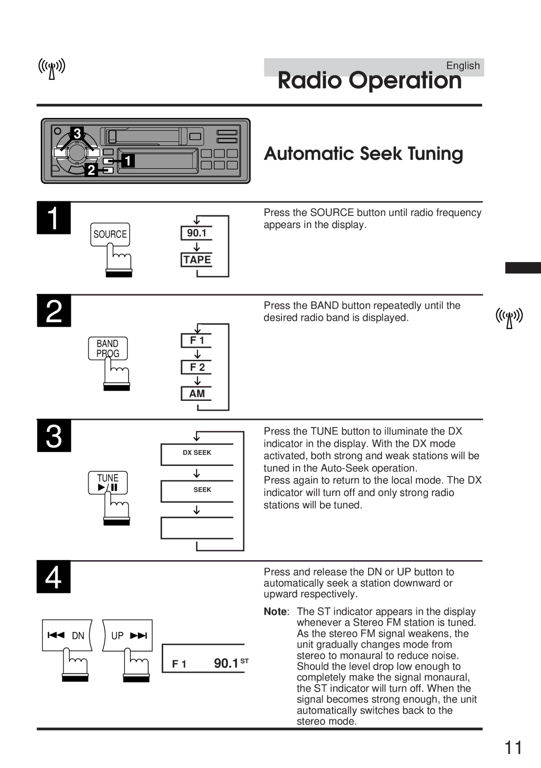 Alpine TDM-7546E owner manual Automatic Seek Tuning, 90.1 ST 