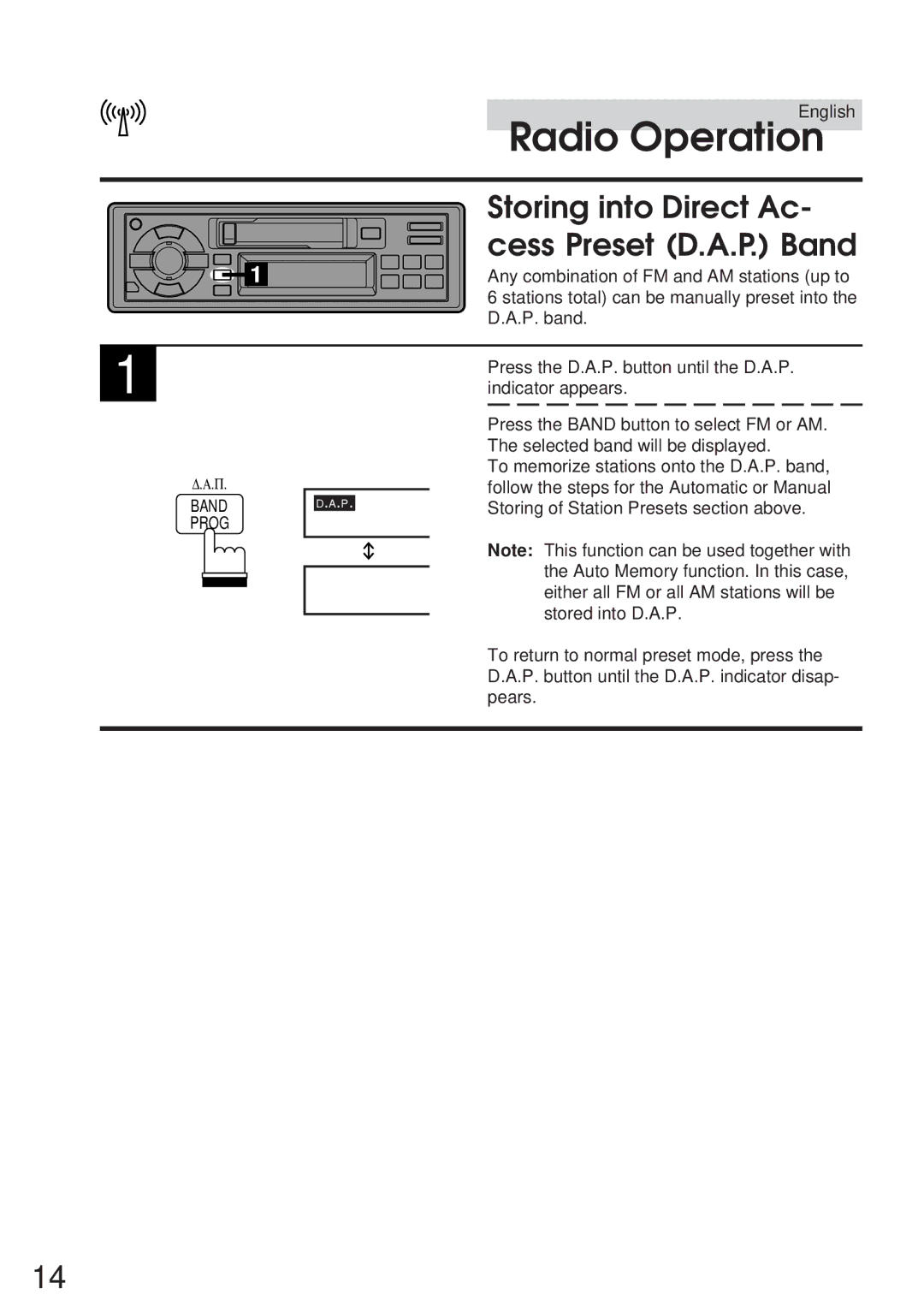 Alpine TDM-7546E owner manual Storing into Direct Ac- cess Preset D.A.P. Band 