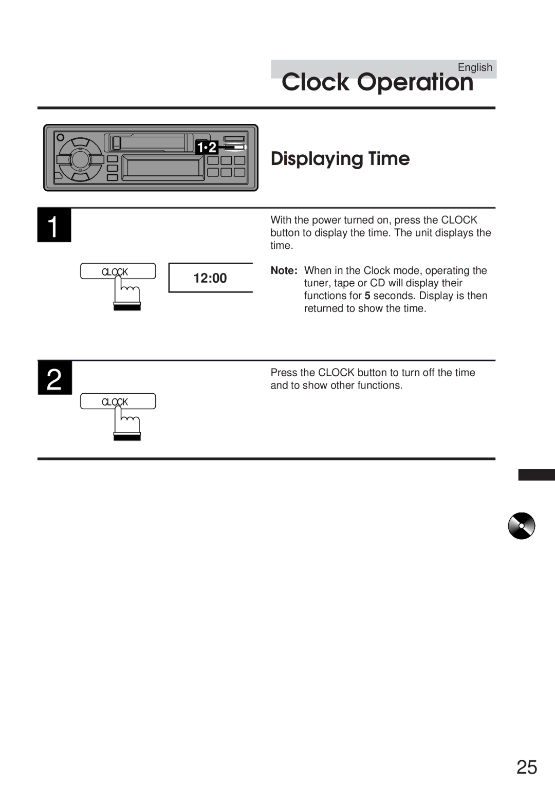 Alpine TDM-7546E owner manual Clock Operation, Displaying Time 