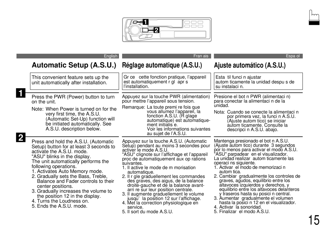 Alpine TDM-7561 owner manual Automatic Setup A.S.U 