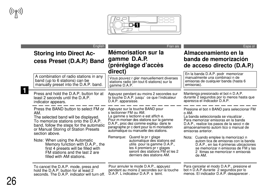 Alpine TDM-7561 owner manual Storing into Direct Ac- cess Preset D.A.P. Band 