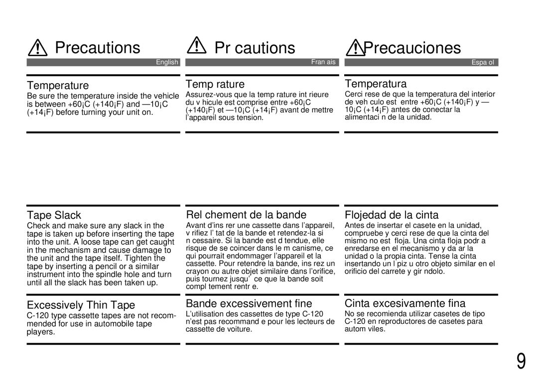 Alpine TDM-7561 owner manual Precautions, Précautions, Precauciones 