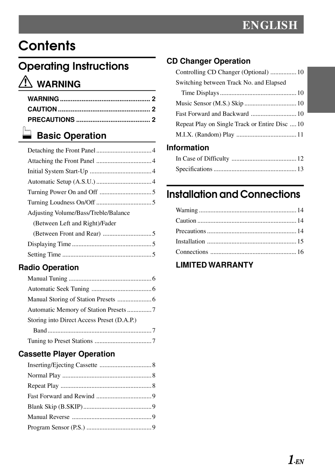 Alpine TDM-7574 owner manual Contents 