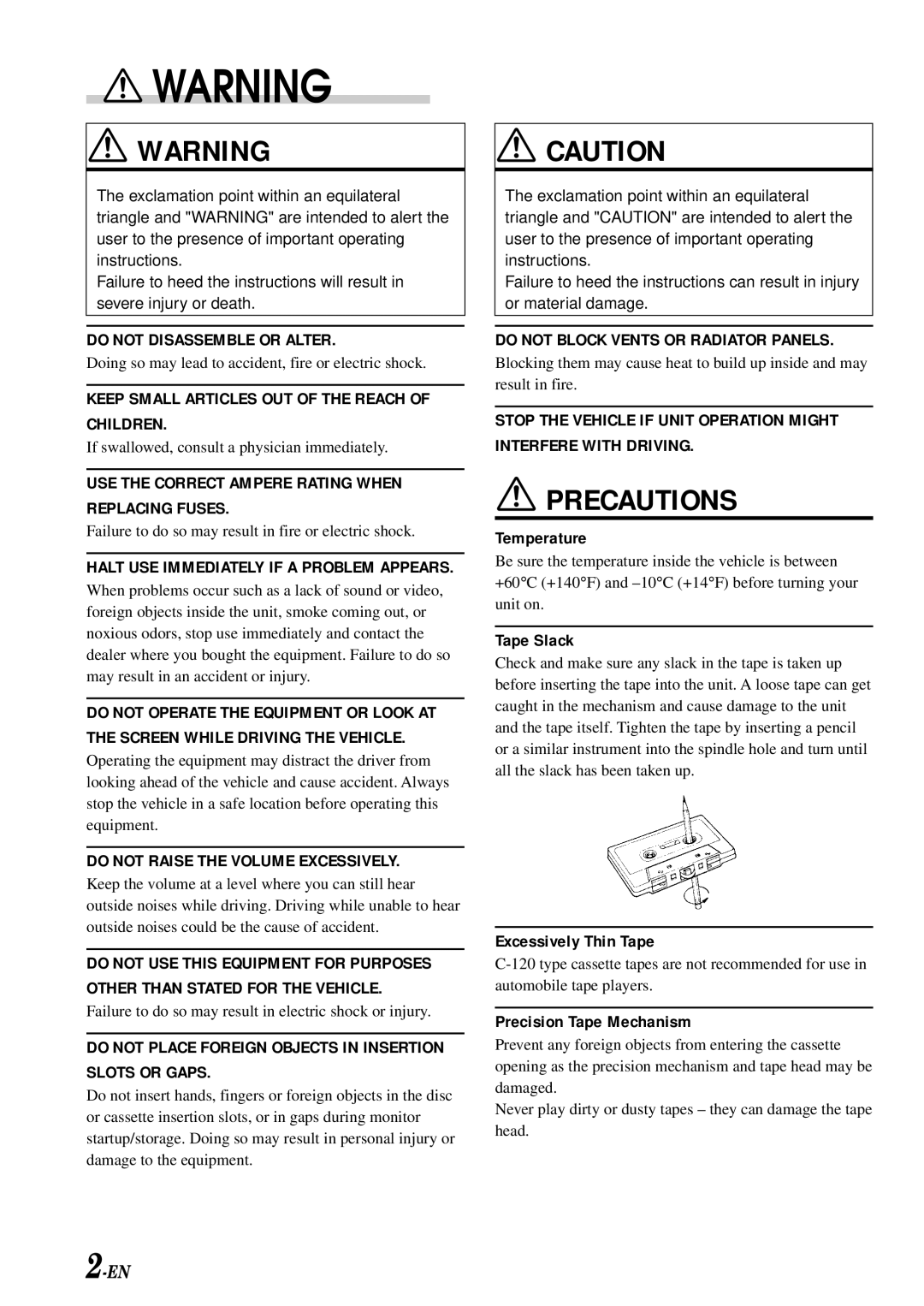 Alpine TDM-7574 owner manual Precautions 