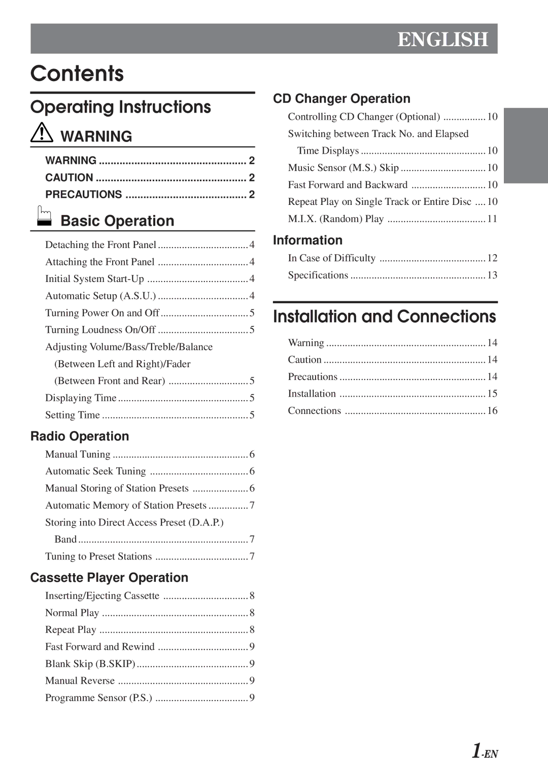 Alpine TDM-7574E owner manual Contents 