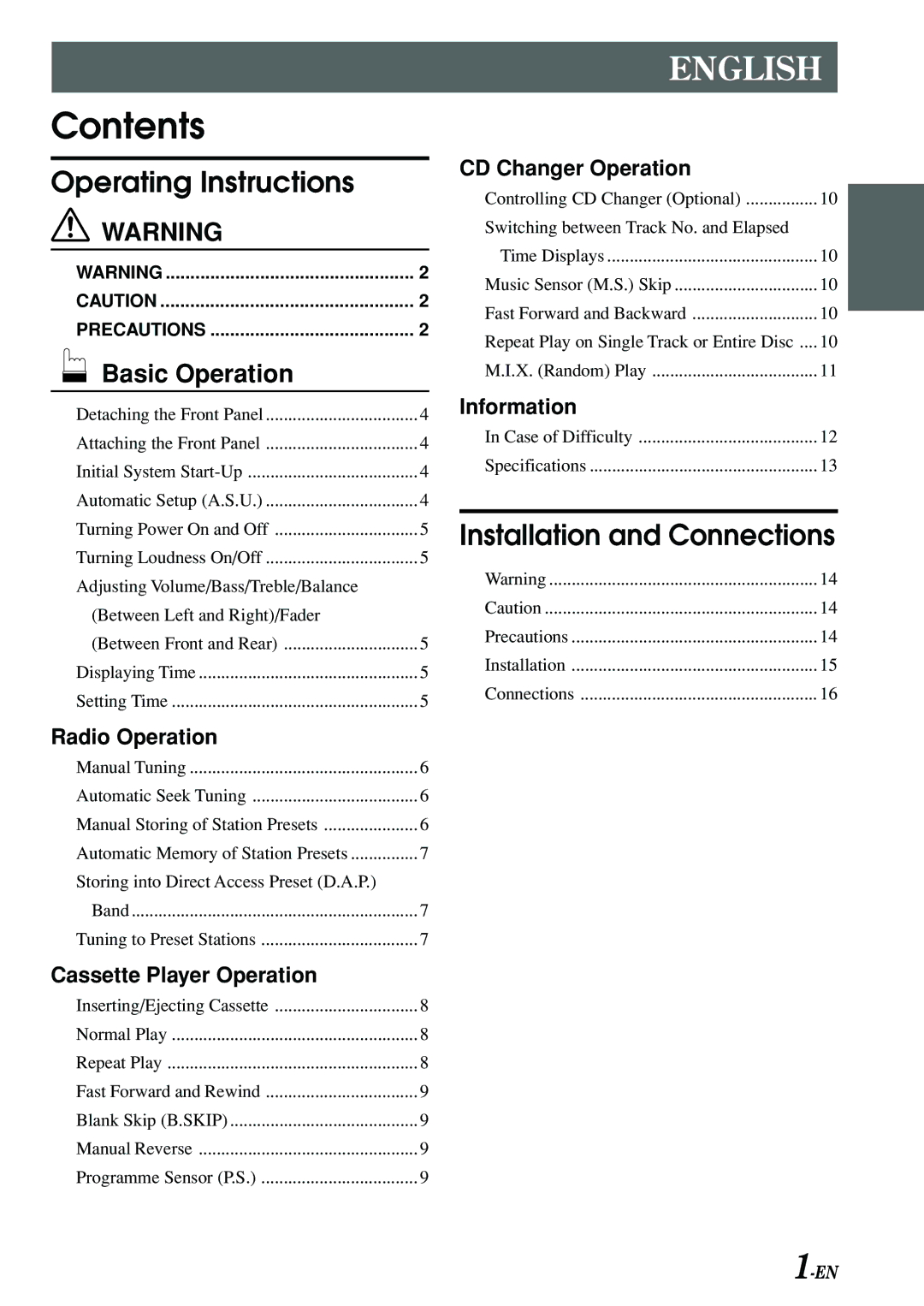 Alpine TDM-7580E owner manual Contents 