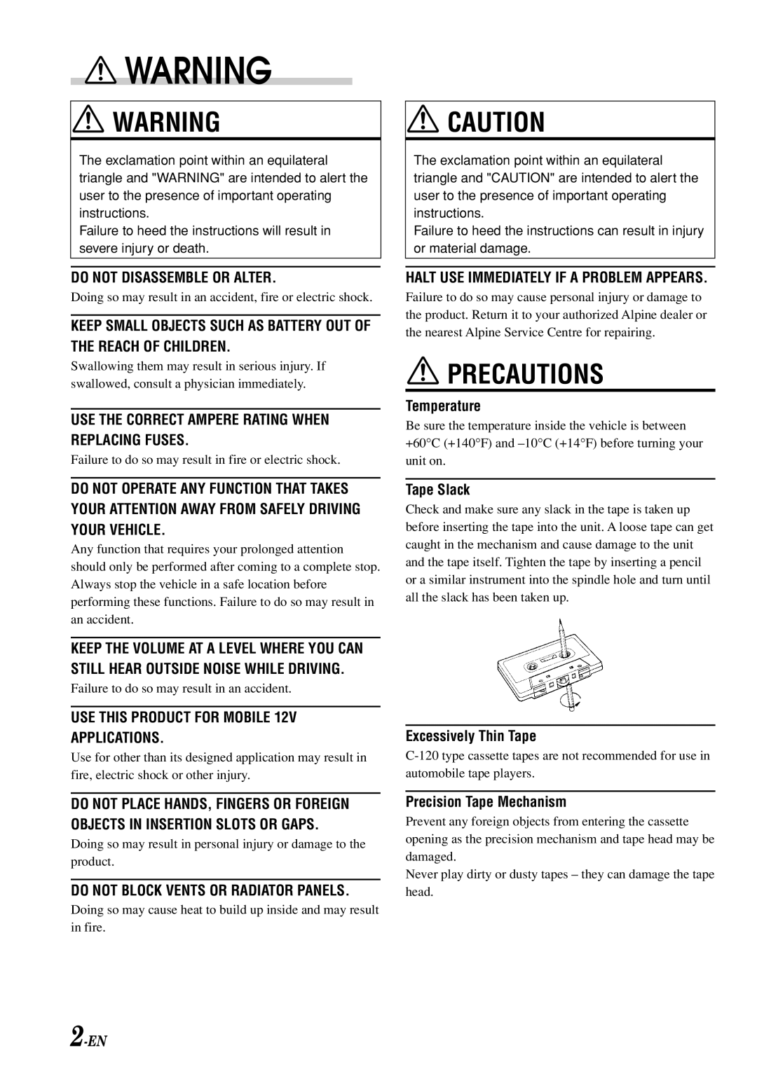 Alpine TDM-7580E owner manual Precautions 