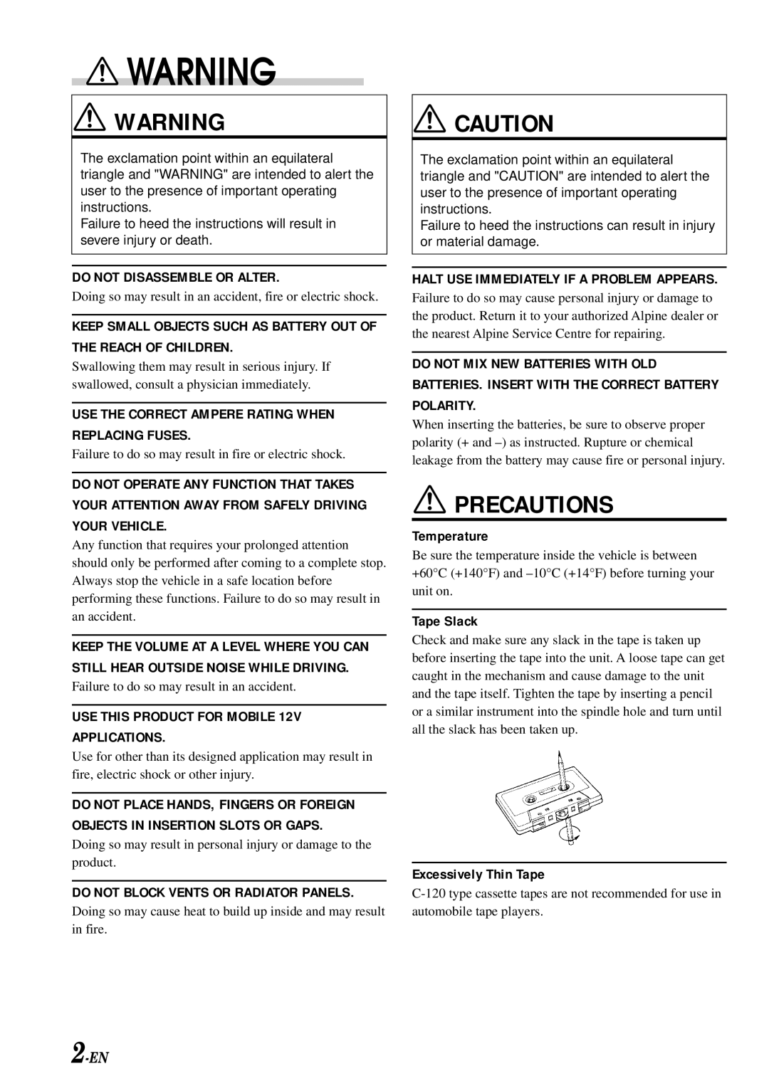 Alpine TDM-7581R, TDM-7580R, TDM-7583R owner manual Precautions 