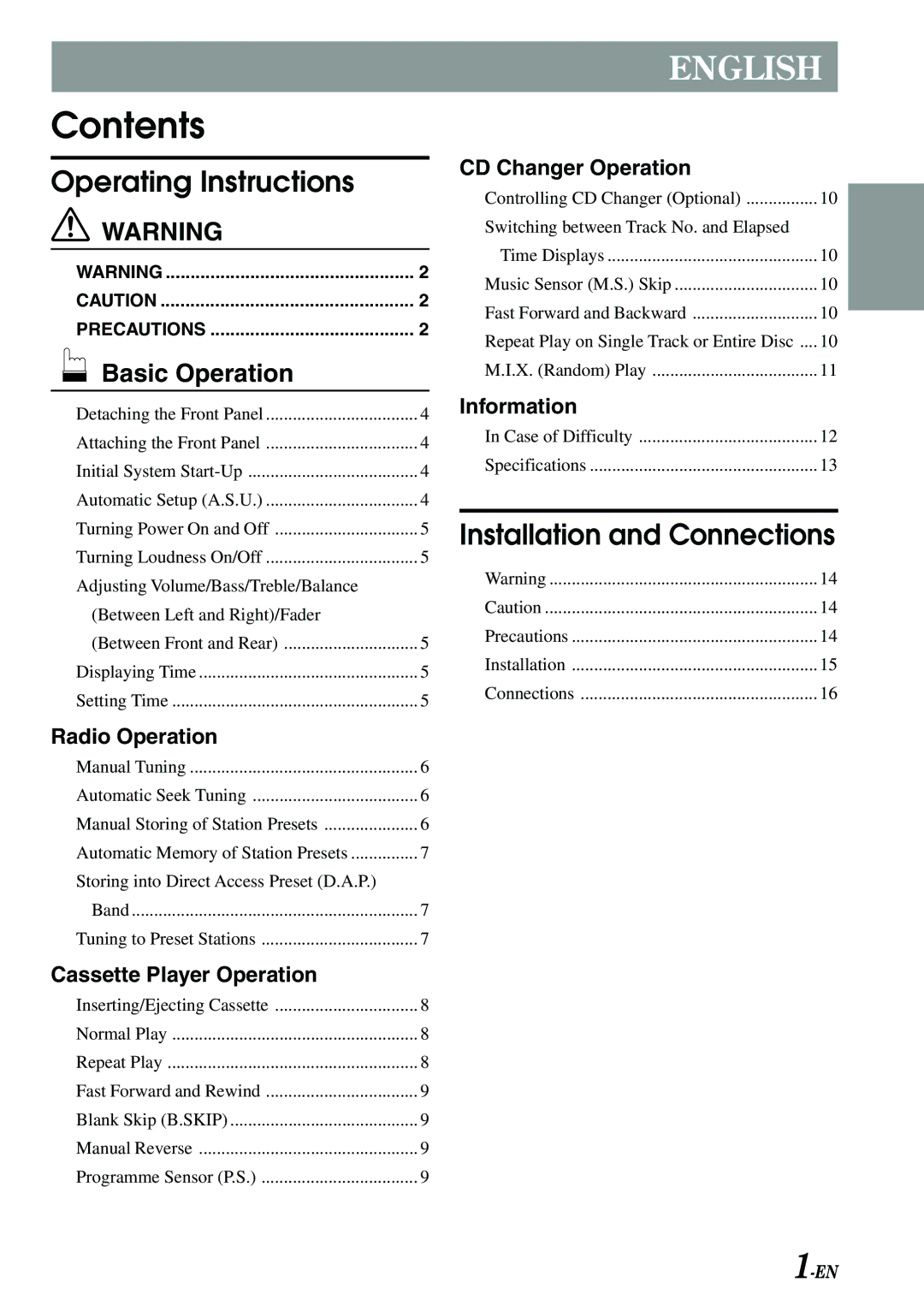 Alpine TDM-7582E owner manual Contents 