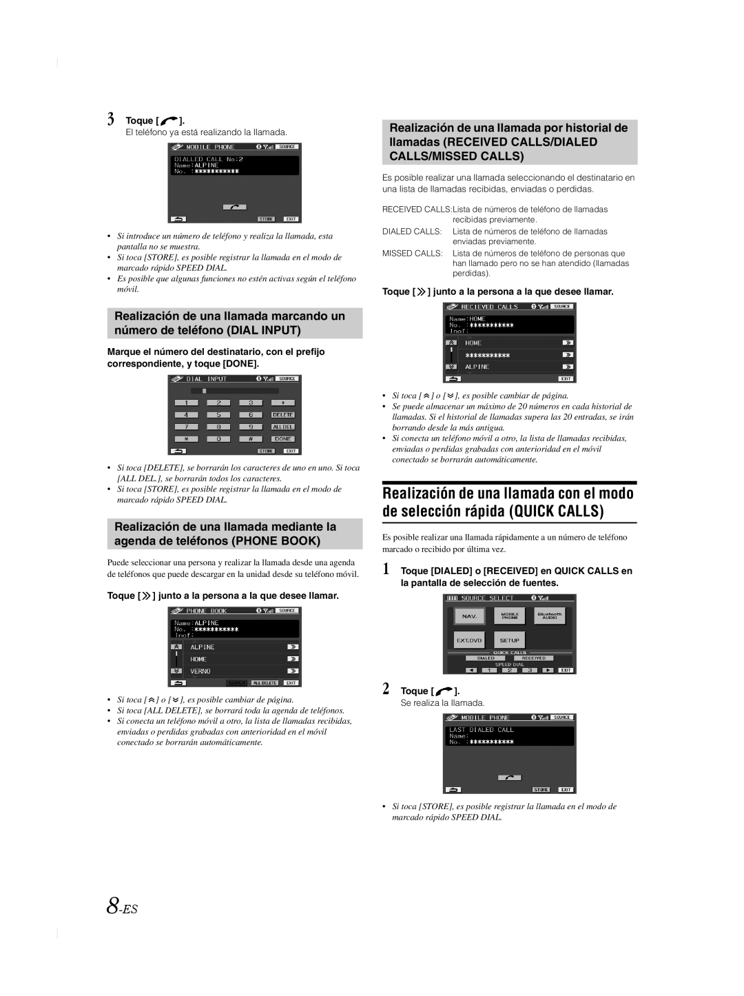 Alpine TME-M740BT owner manual Toque junto a la persona a la que desee llamar, El teléfono ya está realizando la llamada 