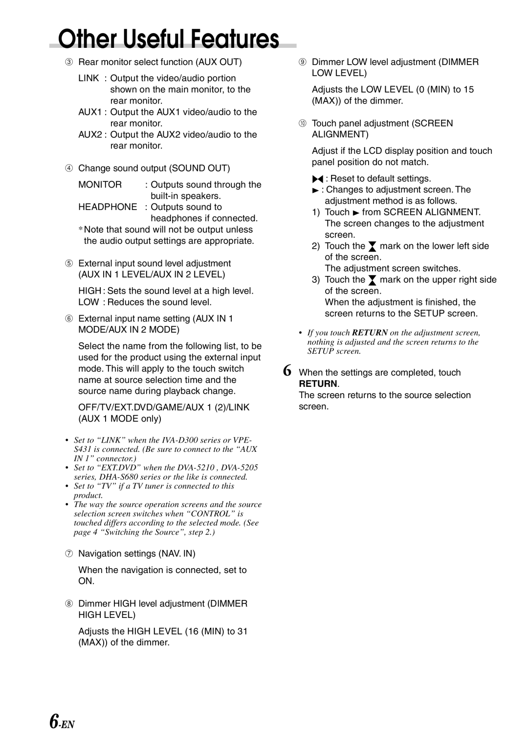 Alpine TME-M770 owner manual Other Useful Features 