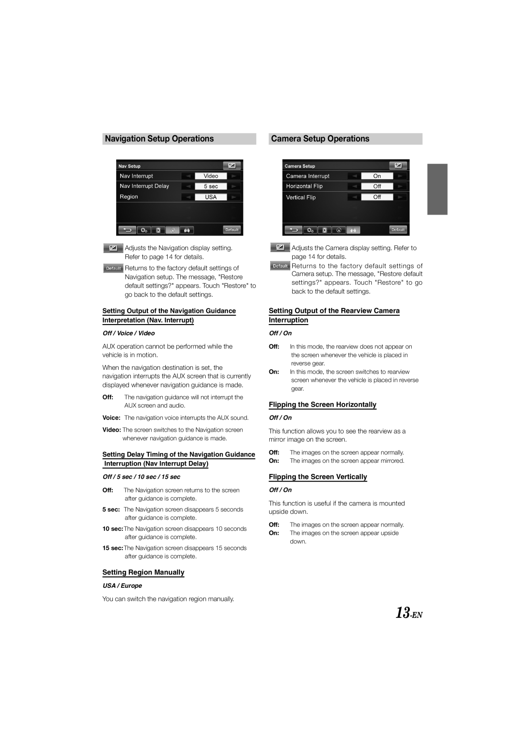 Alpine TME-S370 manual Navigation Setup Operations, 13-EN 