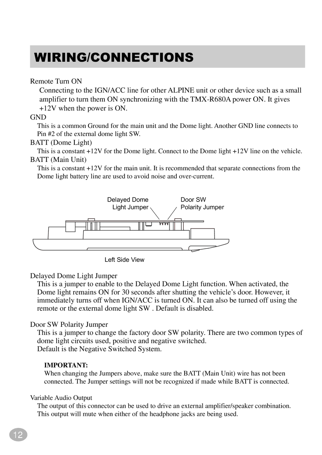 Alpine TMX-R680A owner manual Gnd 