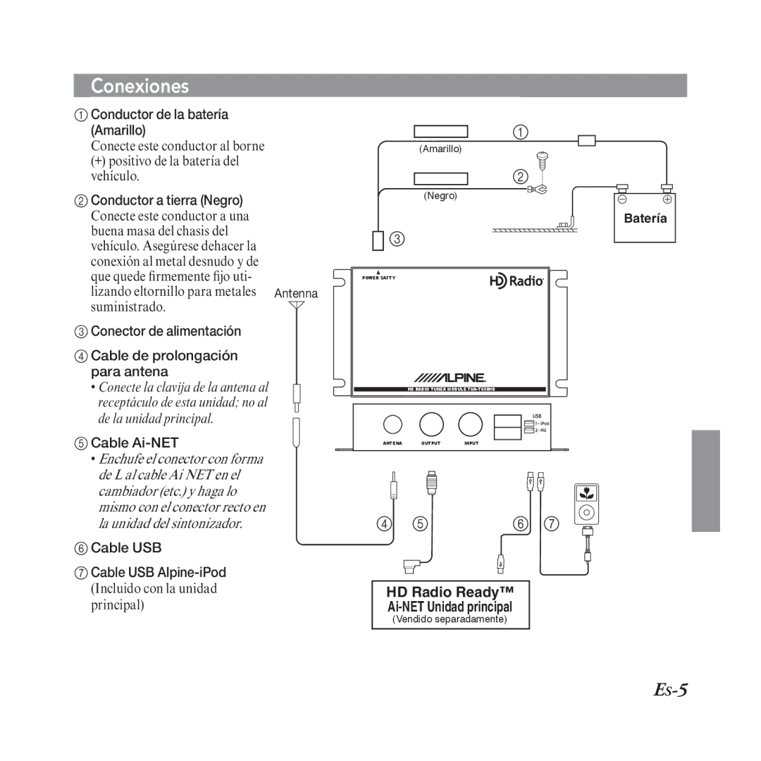 Alpine TUA-T550HD manual Conexiones, Es-5 