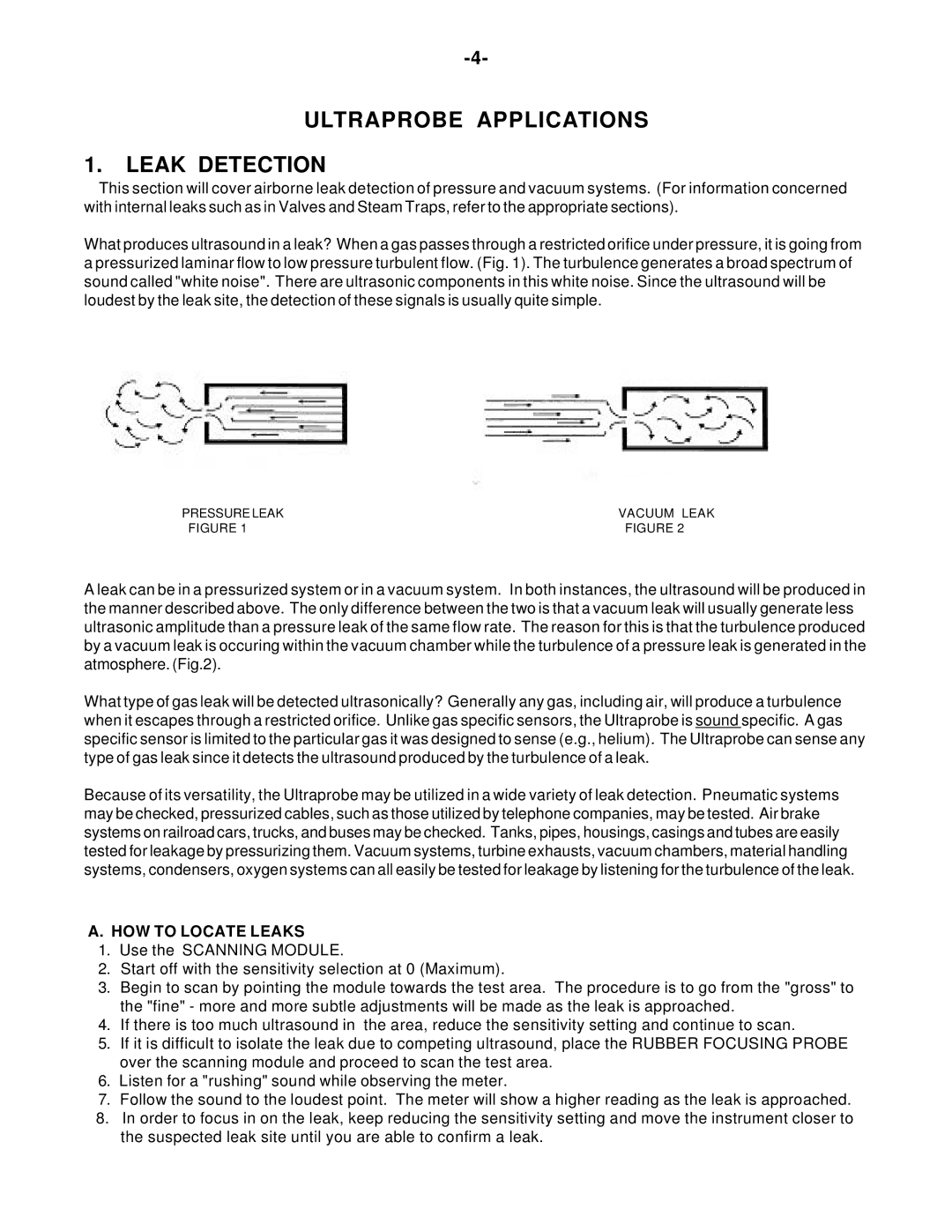 Alpine VOLUME 1.3 instruction manual Ultraprobe Applications Leak Detection, HOW to Locate Leaks 