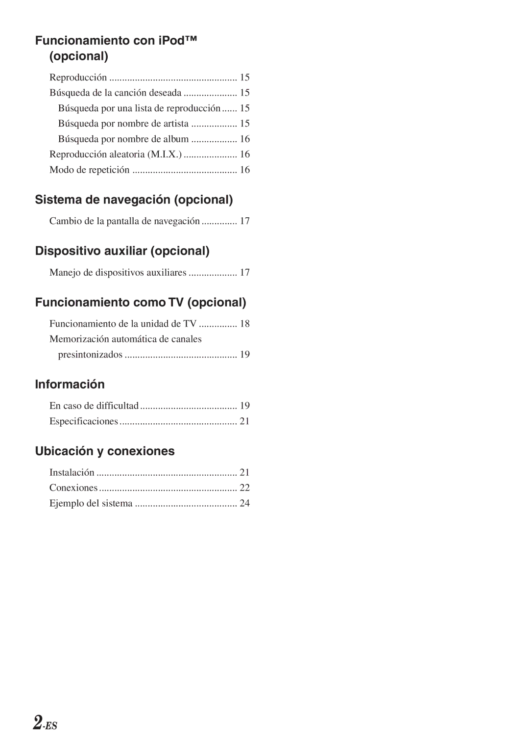 Alpine VPA-B211A owner manual Sistema de navegación opcional 