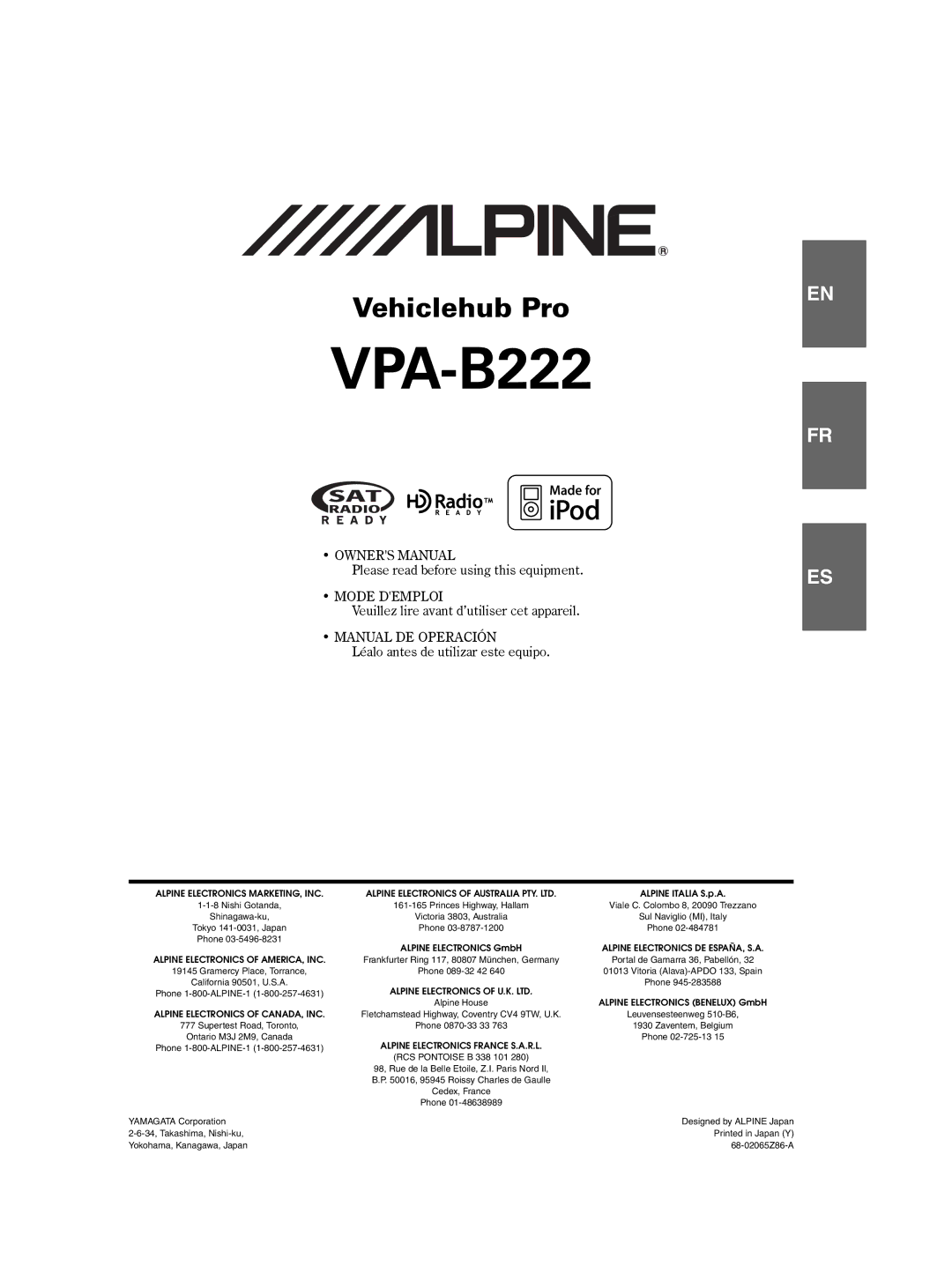 Alpine VPA-B222 owner manual 