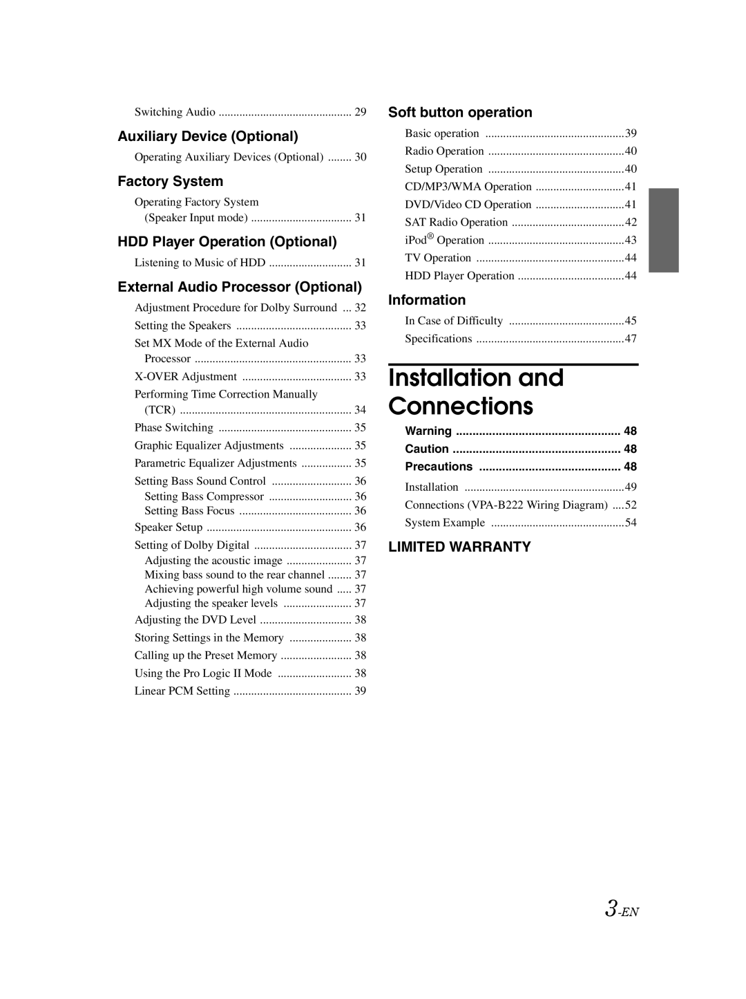 Alpine VPA-B222 owner manual Installation Connections 