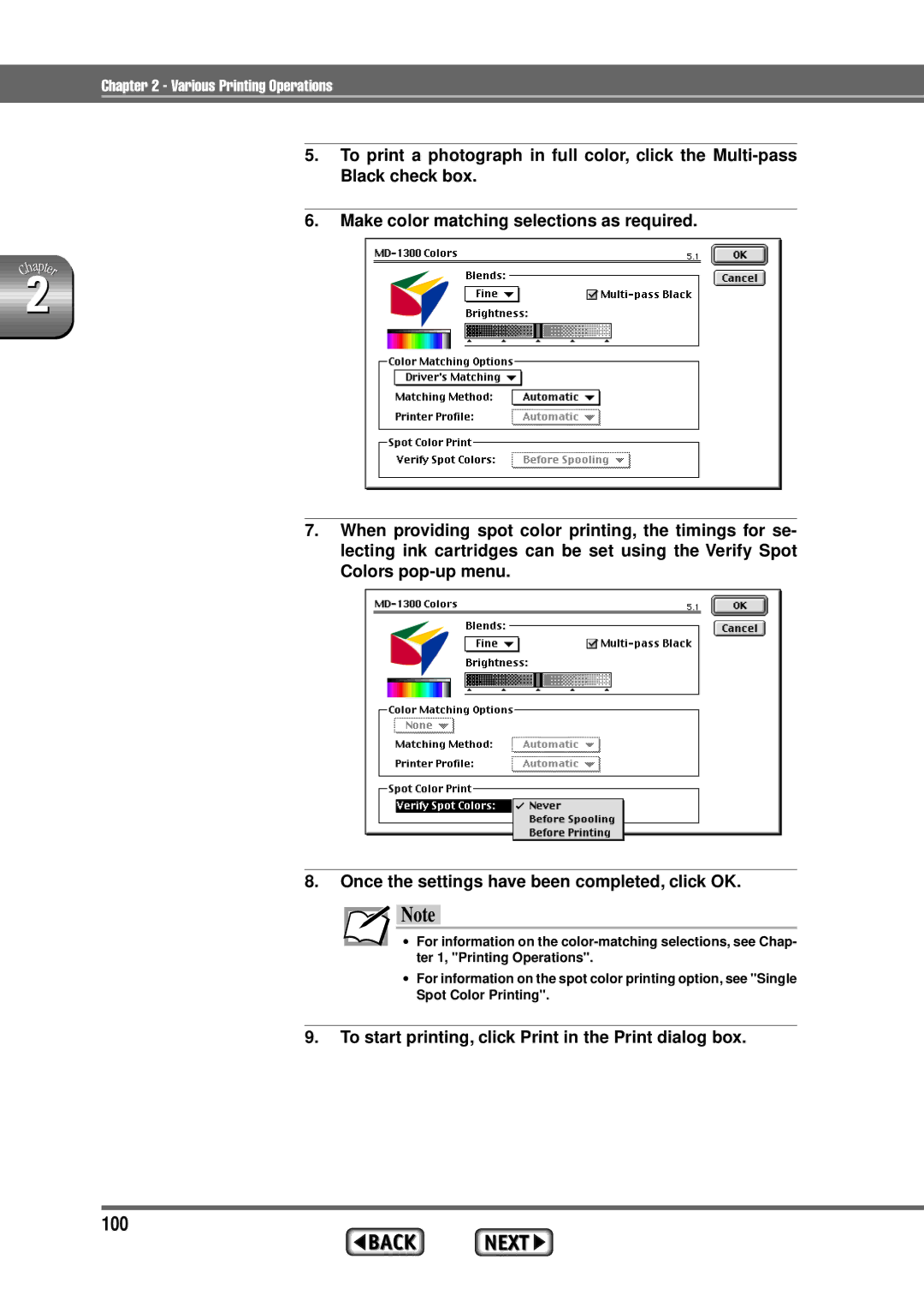 Alps Electric MD-1300 manual 100, To start printing, click Print in the Print dialog box 