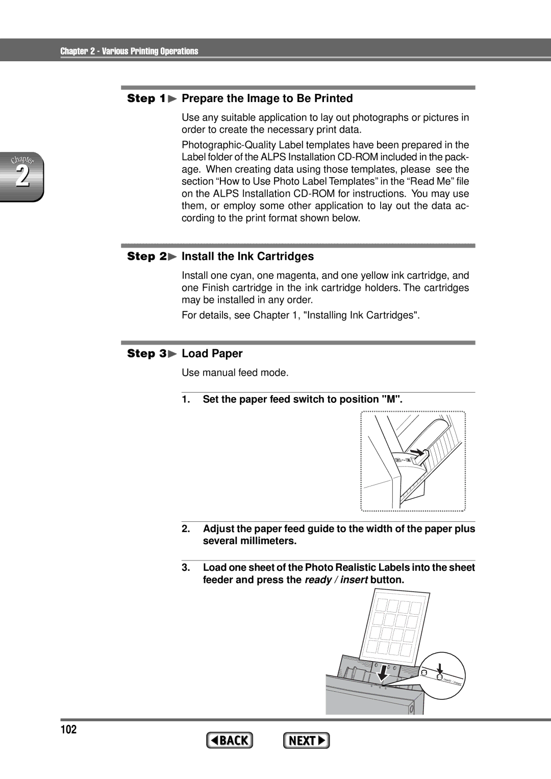 Alps Electric MD-1300 manual 102, ¨ Prepare the Image to Be Printed 