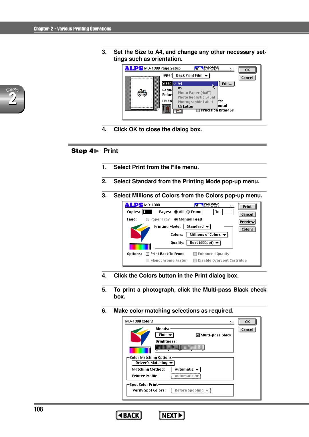 Alps Electric MD-1300 manual 108, ¨ Print 