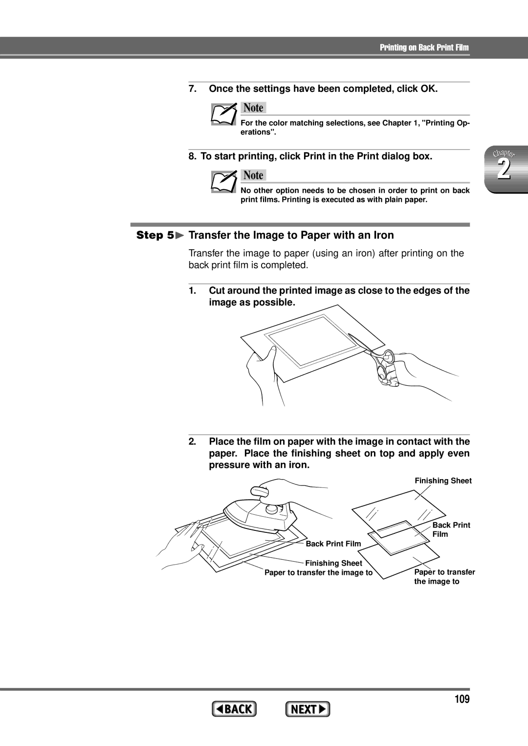 Alps Electric MD-1300 manual 109, ¨ Transfer the Image to Paper with an Iron 