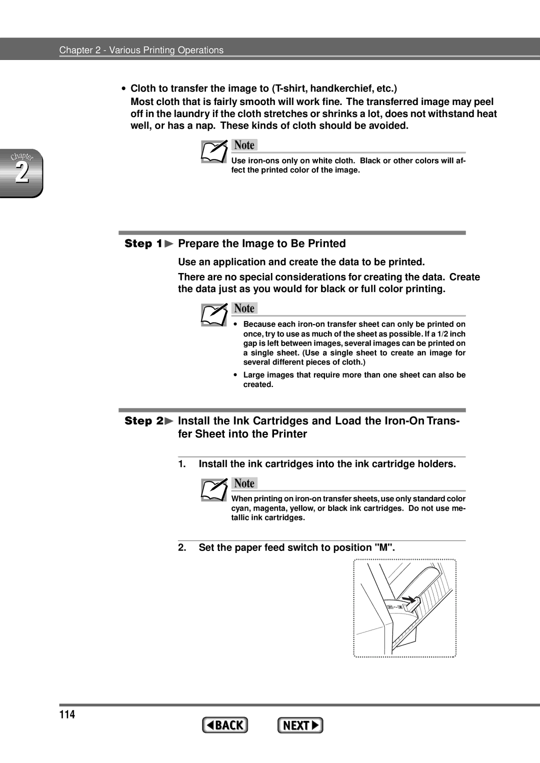 Alps Electric MD-1300 manual 114, ∙ Cloth to transfer the image to T-shirt, handkerchief, etc 