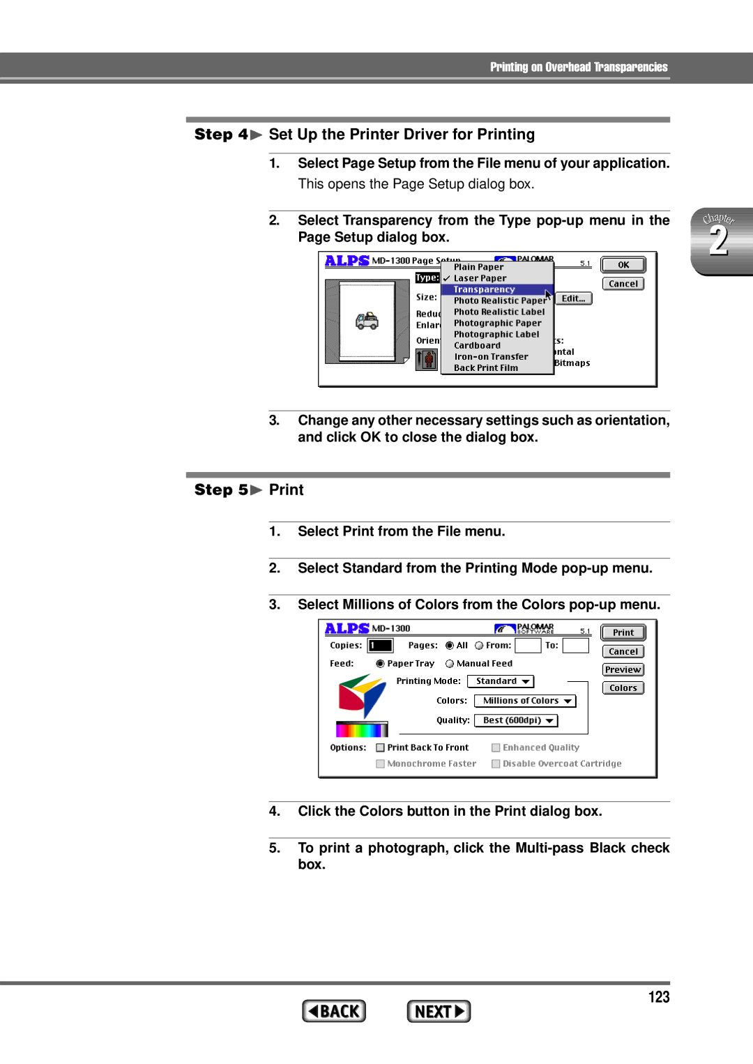 Alps Electric MD-1300 manual 123, ¨ Set Up the Printer Driver for Printing 