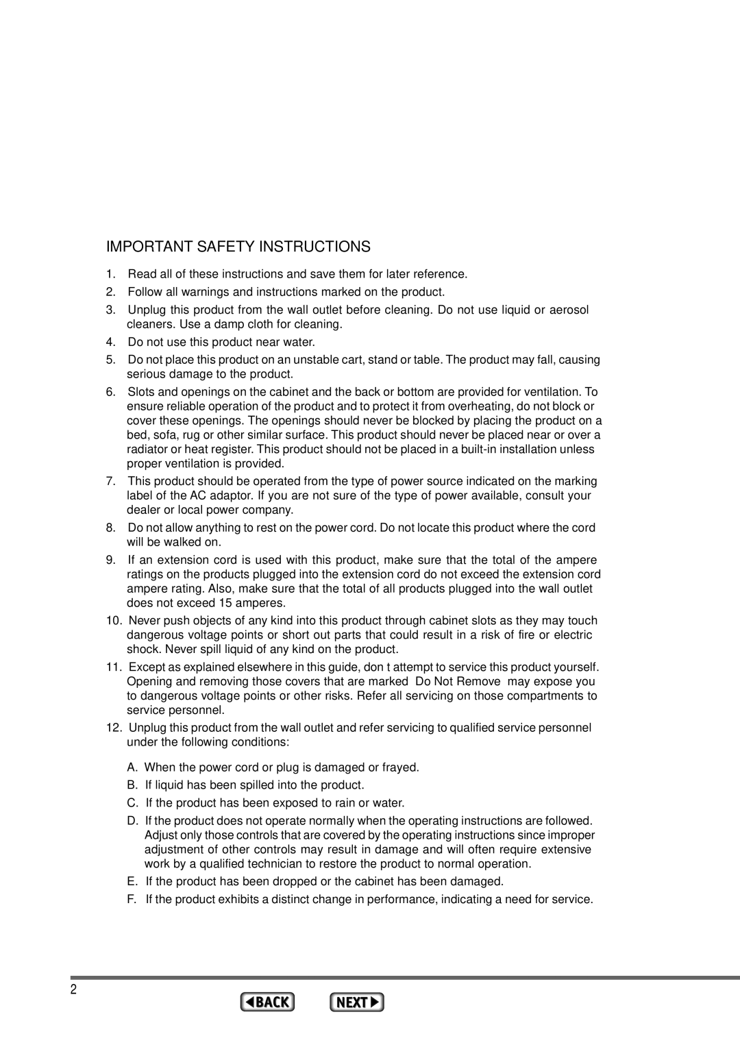 Alps Electric MD-1300 manual Important Safety Instructions 