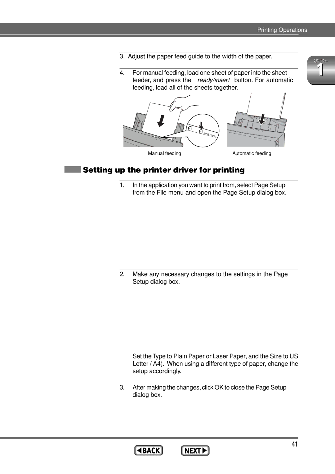 Alps Electric MD-1300 manual Setting up the printer driver for printing 