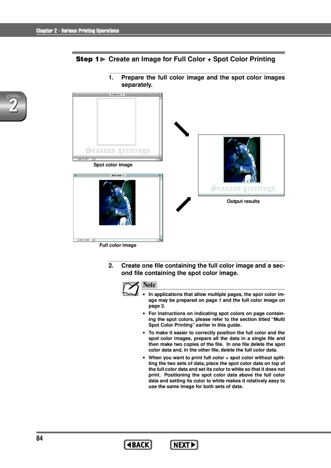 Alps Electric MD-1300 manual ¨ Create an Image for Full Color + Spot Color Printing 