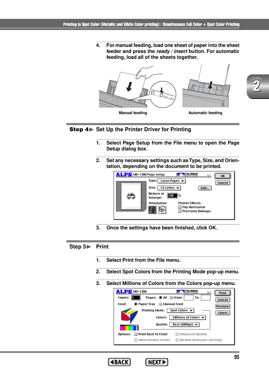 Alps Electric MD-1300 manual ¨ Set Up the Printer Driver for Printing 