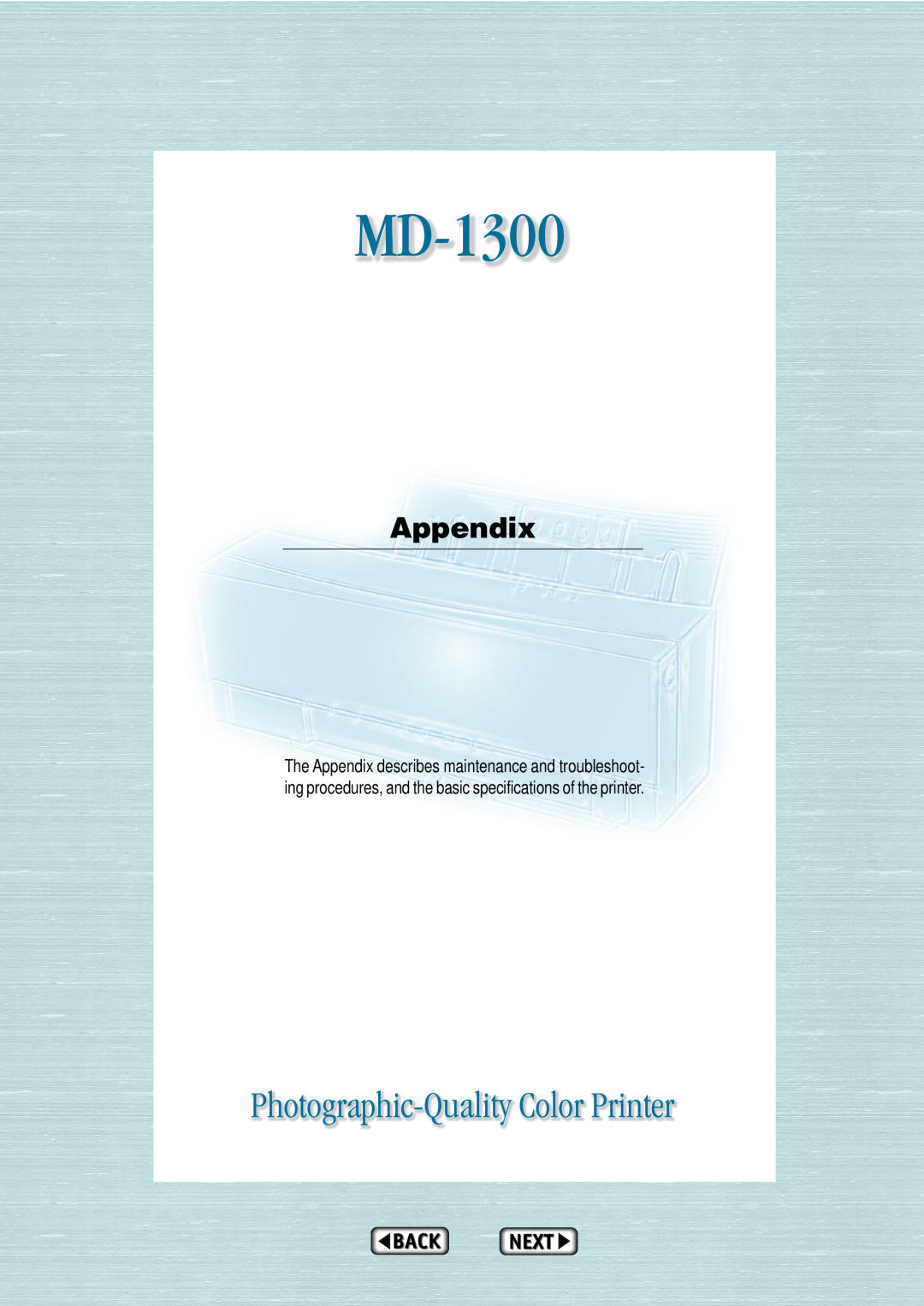Alps Electric MD-1300 manual Appendix 