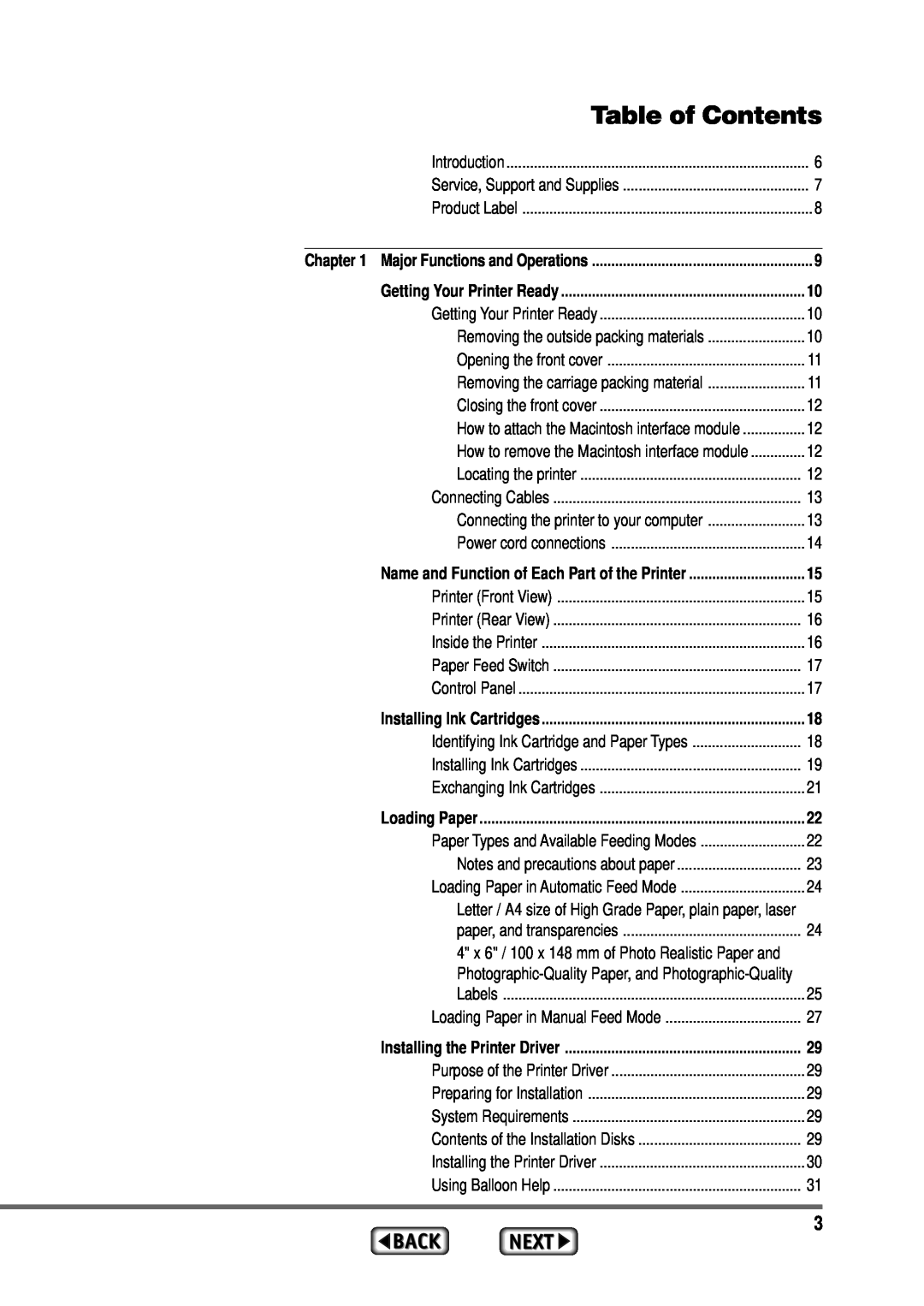 Alps Electric MD-1300 manual Table of Contents 