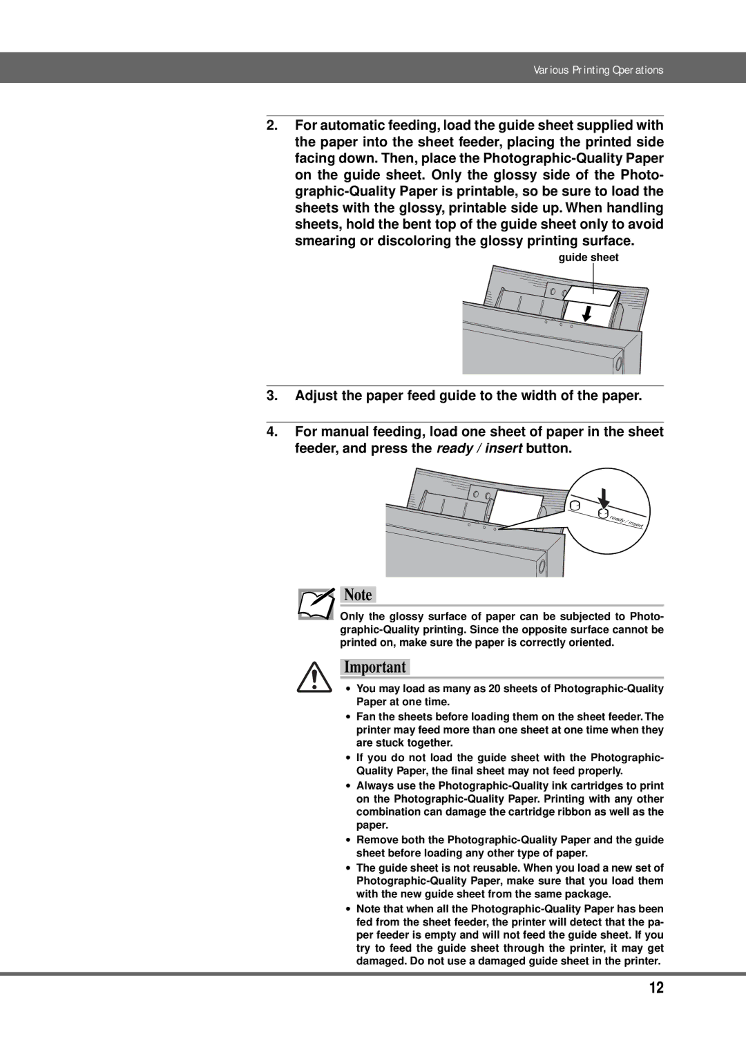 Alps Electric MD-5000P manual Guide sheet 